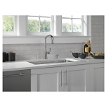 DELTA® 9176-AR-PR-DST Stryke® Pull-Down Kitchen Faucet, 1.8 gpm Flow Rate, Arctic Stainless, 1 Handles, 1 Faucet Holes, Commercial/Residential