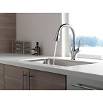 DELTA® 9178-AR-DST Leland® Kitchen Faucet, 1.8 gpm Flow Rate, Arctic™ Stainless Steel, 1 Handles, 1/3 Faucet Holes, Function: Traditional, Domestic, Commercial