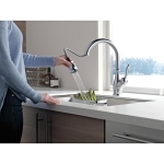 DELTA® 9178-AR-DST Leland® Kitchen Faucet, 1.8 gpm Flow Rate, Arctic™ Stainless Steel, 1 Handles, 1/3 Faucet Holes, Function: Traditional, Domestic, Commercial