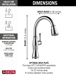 DELTA® 9197-AR-PR-DST Cassidy™ Pull-Down Kitchen Faucet, 1.8 gpm at 60 psi Flow Rate, Lumicoat Arctic Stainless Steel, 1 Handle, 1/3 Faucet Holes