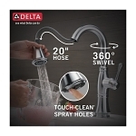 DELTA® 9997-AR-PR-DST Pull-Down Bar/Prep Faucet, Cassidy™, Lumicoat Arctic Stainless Steel, 1 Handle, 1.8 gpm at 60 psi