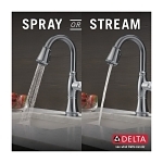 DELTA® 9997-AR-PR-DST Pull-Down Bar/Prep Faucet, Cassidy™, Lumicoat Arctic Stainless Steel, 1 Handle, 1.8 gpm at 60 psi