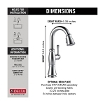 DELTA® 9997-AR-PR-DST Pull-Down Bar/Prep Faucet, Cassidy™, Lumicoat Arctic Stainless Steel, 1 Handle, 1.8 gpm at 60 psi