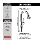 DELTA® 9997-PR-DST Pull-Down Bar/Prep Faucet, Cassidy™, Lumicoat Polished Chrome, 1 Handle, 1.8 gpm at 60 psi