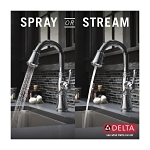 DELTA® 9997-PR-DST Pull-Down Bar/Prep Faucet, Cassidy™, Lumicoat Polished Chrome, 1 Handle, 1.8 gpm at 60 psi