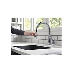 DELTA® B2410LF Kitchen Faucet, 1.8 gpm, 8 in Center, Swivel Spout, Chrome Plated, 2 Handles, Side Spray(Y/N): Yes, Import, Commercial