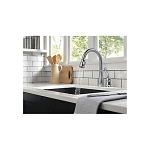DELTA® B2410LF Kitchen Faucet, 1.8 gpm, 8 in Center, Swivel Spout, Chrome Plated, 2 Handles, Side Spray(Y/N): Yes, Import, Commercial