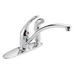 DELTA® B3310LF Kitchen Faucet, Foundations®, 1.8 gpm Flow Rate, 8 in Center, Swivel Spout, Polished Chrome, 1 Handles, Import