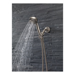 DELTA® 54434-SS20-PK Classic Shower Mount Hand Shower, 8 in Dia 5 Shower Head, 2 gpm Flow Rate, 60 in L Hose, 1/2 in Connection, Stainless Steel