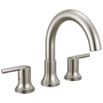 DELTA® T2759-SS Roman Tub Trim, Trinsic®, 1.75 gpm Flow Rate, 8 to 16 in Center, Stainless Steel, 2 Handles, Function: Traditional