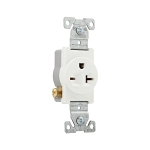 EATON Arrow Hart™ Eaton Wiring Devices 1876W-BOX Single Straight Blade Receptacle, 250 V AC, 20 A, 2 Poles, 3 Wires, White