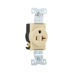EATON Arrow Hart™ Eaton Wiring Devices 1877V-BOX 1877 Single Tamper-Resistant Straight Blade Receptacle, 125 V AC, 20 A, 2 Poles, 3 Wires, Ivory
