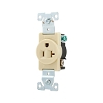 EATON Arrow Hart™ Eaton Wiring Devices 1877V-BOX 1877 Single Tamper-Resistant Straight Blade Receptacle, 125 V AC, 20 A, 2 Poles, 3 Wires, Ivory