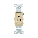 EATON Arrow Hart™ Eaton Wiring Devices 1877V-BOX 1877 Single Tamper-Resistant Straight Blade Receptacle, 125 V AC, 20 A, 2 Poles, 3 Wires, Ivory