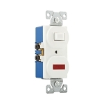 EATON Arrow Hart® 277W-BOX 3-Way Duplex Heavy Duty AC Toggle Combination Switch With Red Lexan Pilot Lens, 120 V AC, 15 A, 25 W