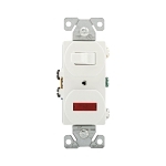 EATON Arrow Hart® 277W-BOX 3-Way Duplex Heavy Duty AC Toggle Combination Switch With Red Lexan Pilot Lens, 120 V AC, 15 A, 25 W