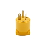 EATON Arrow Hart™ Eaton Wiring Devices 4409-BOX Grounding Straight Blade Plug, 250 V AC, 20 A, 2 Poles, 3 Wires, Yellow