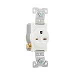 EATON Arrow Hart™ Eaton Wiring Devices 816W-BOX Single Straight Blade Receptacle, 250 V AC, 15 A, 2 Poles, 3 Wires, White