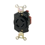 EATON Wiring Devices Arrow Hart™ L1420R Single Locking Receptacle, 125/250 VAC, 20 A, 3 Poles, 4 Wires, Black