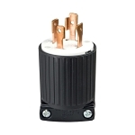 EATON Eaton Wiring Devices Arrow Hart™ L1430P Grounding Straight Locking Plug, 125/250 V AC, 30 A, 3 Poles, 4 Wires, Black/White