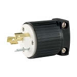 EATON Eaton Wiring Devices Arrow Hart™ L520P Grounding Straight Locking Plug, 125 V AC, 20 A, 2 Poles, 3 Wires, Black/White