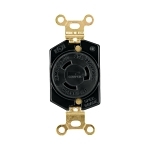 EATON Wiring Devices Arrow Hart™ L620R Single Locking Receptacle, 250 V AC, 20 A, 2 Poles, 3 Wires, Black