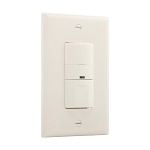 EATON OS306U-LA OS306U 1-Pole 1-Phase Passive Infrared Occupancy Motion Sensor Switch, 120 V AC, 450 sq-ft Coverage, 180 deg Viewing, Wall Mounting