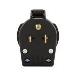 EATON Arrow Hart™ Eaton Wiring Devices S42-SP Angled Universal Straight Blade Plug, 250 V AC, 30/50 A, 2 Poles, 3 Wires, Black