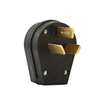 EATON Arrow Hart™ Eaton Wiring Devices S80-SP Angled Non-Grounding Universal Straight Blade Plug, 125/250 V AC, 30/50 A, 3 Poles, 3 Wires, Black