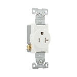 EATON Arrow Hart™ TR1877W-BXSP TR1877 Grounding Single Tamper-Resistant Straight Blade Receptacle, 125 V AC, 20 A, 2 Poles, 3 Wires, White