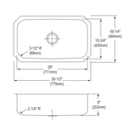 Elkay® DXUH2816 Dayton® Kitchen Sink, Radiant Satin, Rectangle Shape, 28 in L x 15-3/4 in W x 8 in D Bowl, 30-1/2 in L x 18-1/4 in W x 8 in H, 18 ga 304 Stainless Steel
