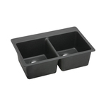 Elkay® ELG3322BK0 Quartz Classic® Kitchen Sink, Black, Rectangle Shape, 14-1/4 in Left, 14-1/4 in Right L x 16-7/16 in Left, 16-7/16 in Right W Bowl x 9-1/2 in Left, 9-1/2 in Right D Bowl, 5 Faucet Holes, 33 in L x 22 in W x 9-1/2 in H