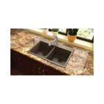 Elkay® ELG3322MC0 Classic® Kitchen Sink, Mocha, Rectangle Shape, 14-1/4 in Left, 14-1/4 in Right L x 16-7/16 in Left, 16-7/16 in Right W x 9-1/2 in Left, 9-1/2 in Right D Bowl, 5 Faucet Holes, 33 in L x 22 in W x 9-1/2 in H, Quartz