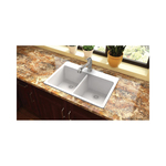 Elkay® ELG3322WH0 Classic® Kitchen Sink, White, Rectangle Shape, 14-1/4 in Left, 14-1/4 in Right L x 16-7/16 in Left, 16-7/16 in Right W x 9-1/2 in Left, 9-1/2 in Right D Bowl, 5 Faucet Holes, 33 in L x 22 in W x 9-1/2 in H, Quartz