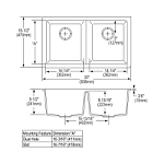Elkay® ELGU3322BK0 Classic® Kitchen Sink, Black, Rectangle Shape, 14-1/4 in Left, 14-1/4 in Right L x 16-3/16 in Left, 16-3/16 in Right W x 9-1/2 in Left, 9-1/2 in Right D Bowl, 33 in L x 18-1/2 in W x 9-1/2 in H, Quartz