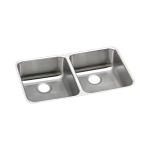 Elkay® ELUHAD311855 Lustertone™ Classic Kitchen Sink, Rectangle Shape, 13-1/2 in Left, 13-1/2 in Right L x 16 in Left, 16 in Right W Bowl x 5-3/8 in Left, 5-3/8 in Right D Bowl, 30-3/4 in L x 18-1/2 in W x 5-3/8 in H