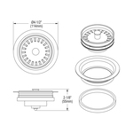 Elkay® LKQD35CN Disposer Flange With Removable Basket Strainer and Rubber Stopper