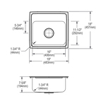 Elkay® LR19183 Lustertone™ Classic Kitchen Sink, Rectangle Shape, 16 in L x 11-1/2 in W Bowl x 7-1/2 in D Bowl, 3 Faucet Holes, 19 in L x 18 in W x 7-5/8 in H, Stainless Steel