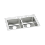 Elkay® LRAD3321653 Lustertone™ Classic Kitchen Sink, Rectangle Shape, 13-1/2 in Left, 13-1/2 in Right L x 16 in Left, 16 in Right W Bowl x 6-3/8 in Left, 6-3/8 in Right D Bowl, 3 Faucet Holes, 33 in L x 21-1/4 in W x 6-1/2 in H