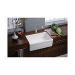 Elkay® SWUF28179WH Apron Front Sink, Rectangle Shape, 29-7/8 in W x 19-3/4 in D x 10-1/16 in H, Reinforced Base Mount, Fireclay, White, Import