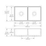 Elkay® SWUF32189WH Apron Front Sink, Rectangle Shape, 33 in W x 19-15/16 in D x 10-1/8 in H, Reinforced Base Mount, Fireclay, White, Import