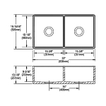 Elkay® SWUF32189WH Apron Front Sink, Rectangle Shape, 33 in W x 19-15/16 in D x 10-1/8 in H, Reinforced Base Mount, Fireclay, White, Import