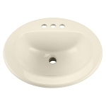 Gerber® 12-834-CH-09 Self-Rimming Bathroom Sink With Consealed Front Overflow, Maxwell®, Oval Shape, 4 in Faucet Hole Spacing, 21 in W x 17-7/8 in D x 8-1/2 in H, Drop-In Mount, Vitreous China, Biscuit, Import