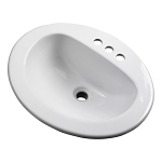Gerber® G0012834CH Maxwell® Self-Rimming Bathroom Sink With Consealed Front Overflow, Oval Shape, Drop-In Mount, White, Import