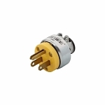 EATON 2867-BOX Grounding Straight Blade Plug, 125 V AC, 15 A, 2 Poles, 3 Wires, Yellow