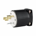 EATON Eaton Wiring Devices Arrow Hart™ L520P Grounding Straight Locking Plug, 125 V AC, 20 A, 2 Poles, 3 Wires, Black/White