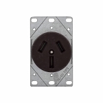 EATON Arrow Hart™ Eaton Wiring Devices 32B-BOX Non-Grounding Single Straight Blade Receptacle, 125/250 VAC, 50 A, 3 Poles, 3 Wires, Brown