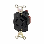 EATON Wiring Devices Arrow Hart™ L1420R Single Locking Receptacle, 125/250 VAC, 20 A, 3 Poles, 4 Wires, Black