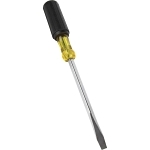 Klein® Cushion-Grip® 600-6 Heavy Duty Screwdriver, 5/16 in Slotted Point, Steel Shank, 10.938 in OAL, Rubber Handle, Polished Chrome, ANSI/ASME Specified