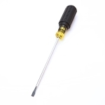 Klein® Cushion-Grip® 601-6 Screwdriver, 3/16 in Cabinet Point, Steel Shank, 9-3/4 in OAL, Acetate Handle, Polished Chrome, ANSI/ASME Specified